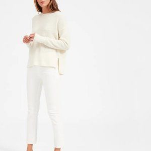 Everlane Waffle Knit Square Cashmere Crew in Cream